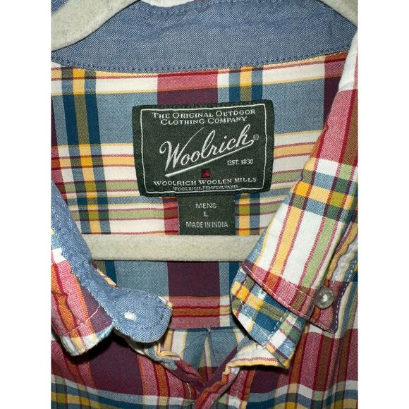 Woolrich Men's Madras Plaid 100% Cotton Button Down Shirt, Size L - Picture 2 of 3